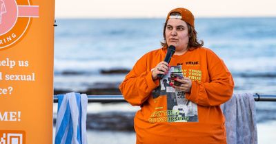 Protesters take a leap against sexual and domestic violence