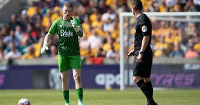 Jordan Pickford fumes at referee over Wolves tactic as late Everton goal sparks VIP section chaos