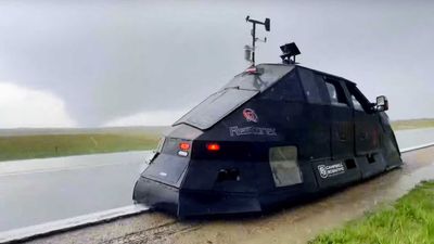 Watch "Dominator 3" Armored Ford Pickup Truck Drive Into A Tornado