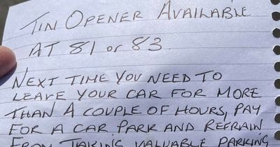 Woman alarmed as she finds angry note on car written by neighbour