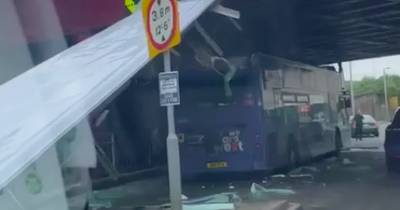 Glasgow footage shows extent of damage to double decker after bridge crash