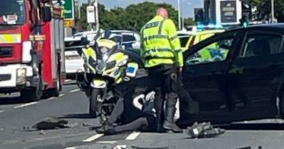 Vehicles smashed up after major four-car crash on busy main road in Bolton