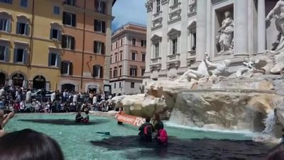 Rome’s Trevi Fountain turned black by climate protesters