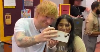 Ed Sheeran surprises starstruck high school students with concert tickets and guitars