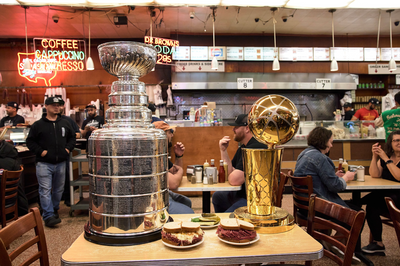 The NBA and NHL recreated this iconic When Harry Met Sally scene with their championship trophies