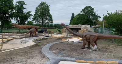 Excitement over Nottingham park that's been turned into a Jurassic golf course with huge dinosaurs