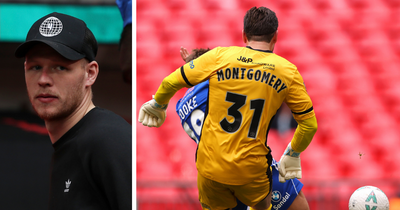 Arsenal goalkeeper Aaron Ramsdale defends Gateshead's James Montgomery after FA Trophy defeat