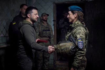 Ukraine's Zelenskiy visits front line to meet marines