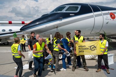 Climate activists demand private jet ban after storming major exhibition