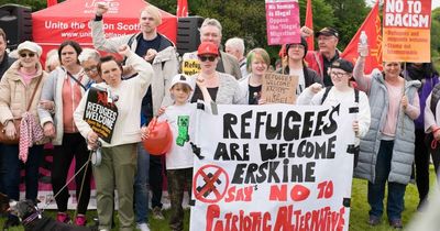 Hundreds of anti-racist campaigners take a stand at Erskine asylum hotel