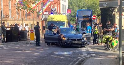 Road blocked in Manchester's Gay Village after crash involving BMW