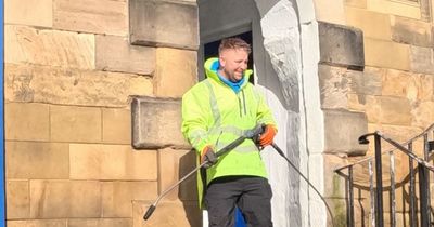 Man washes dog poo and chewing gum off pavements for free in his hometown