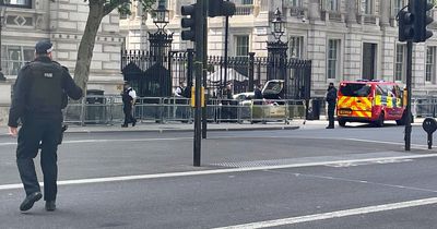 Man arrested and roads taped off as car crashes into Downing Street gates