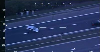 Dramatic footage of 125mph car chase wrong way along hard shoulder of major road