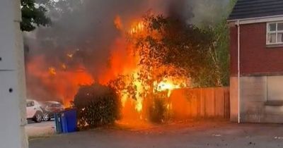 Garden outbuilding bursts into ball of flames as blaze erupts in Emersons Green