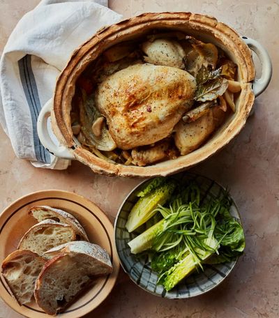 Thomasina Miers’ recipe for Provençal chicken casserole with new-season’s garlic