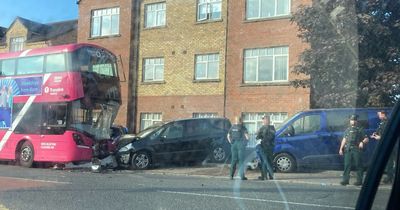 Emergency services called to multi-vehicle collision involving bus in North Belfast