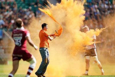 Just Stop Oil protesters interrupt rugby union final with orange paint