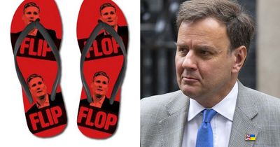 Top Tory's cringe flip-flop stunt branded 'lamest joke since Liz Truss'