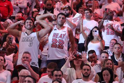 Watch Heat fans at a wedding prematurely celebrate a win before realizing Derrick White’s shot counted