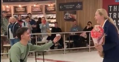 Footage captures sweet moment air stewardess is surprised with engagement ring at Dublin Airport
