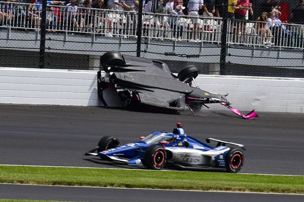 A crash at the Indy 500 sent a tire careening past the fan-packed grandstand