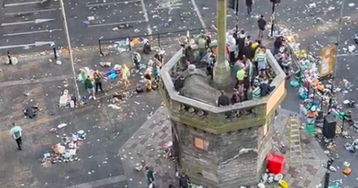 Celtic title party aftermath video shows mountains of rubbish and filth in city centre
