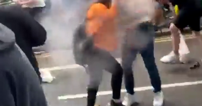 Reckless Celtic fans set off firework into packed crowd during title celebrations in Glasgow