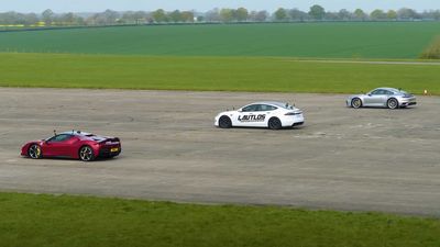 Tesla Model S Plaid, Ferrari SF90, Porsche 911 Turbo S Meet In Epic Drag Race