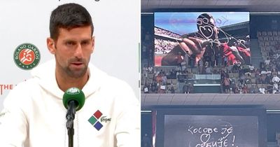 Novak Djokovic risks outrage after writing political message on French Open TV camera