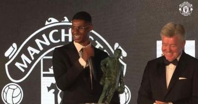 Marcus Rashford makes feelings clear on Man City's Treble bid at Man Utd awards bash