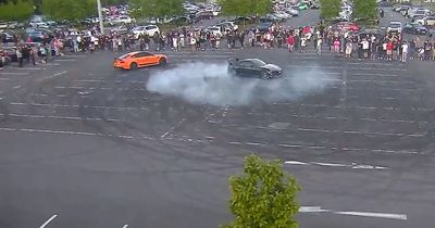 Crowds watch on as 'dangerous drivers' cruise around Trafford Centre car park