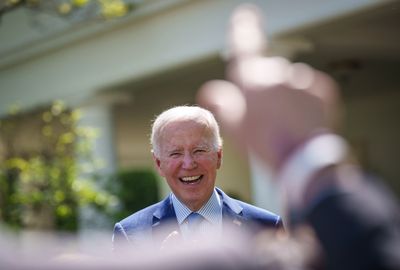 Biden laughs at Trump pardon question
