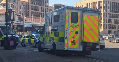 Emergency services rush to Glasgow street after rush-hour crash between bus and car