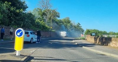 Van catches fire on busy East Lothian road as firefighters rush to scene