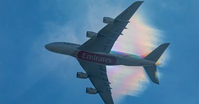 Scientists explain rare rainbow trails seen coming from plane's wings