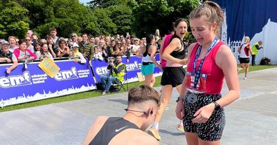 Loved up Edinburgh couple get engaged at marathon finish line as crowd watches on