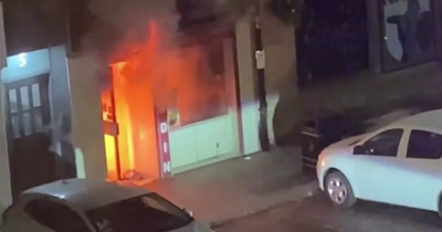 Shocking footage shows blaze at Scots takeaway as firefighters tackle inferno