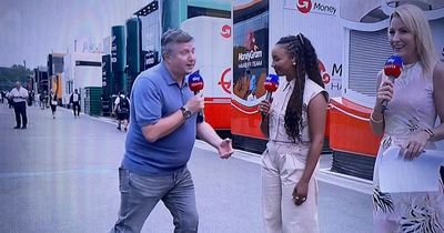 David Croft mimes proposal to female Sky F1 colleague at Spanish GP as fiancée watches on