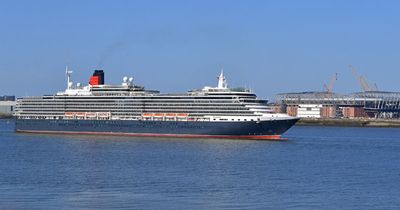 Queen Victoria Cunard ship arrives at Pier Head for special event