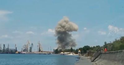 Explosion 'from British Storm Shadow missile' rips through Russian-occupied port