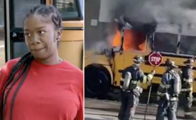 Pregnant driver evacuated children from school bus moments before it caught fire