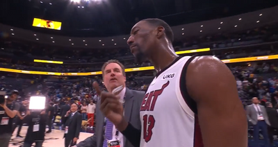 A mic’d up Bam Adebayo sure seemed upset at someone during his walk-off interview after Game 2 win