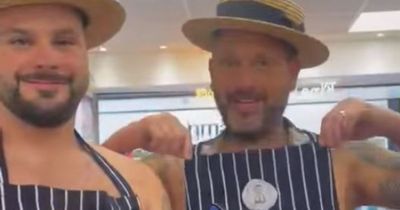 Malcolm Michaels butchers of Leeds 'strip-off' to cheer up their customers - and it goes down very well