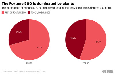 The Fortune 500 is dominated by just 50 companies that raked in nearly half of all earnings