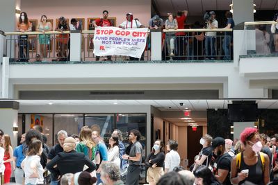 Hundreds protest as Atlanta votes on whether to give $31m to ‘Cop City’ police training centre
