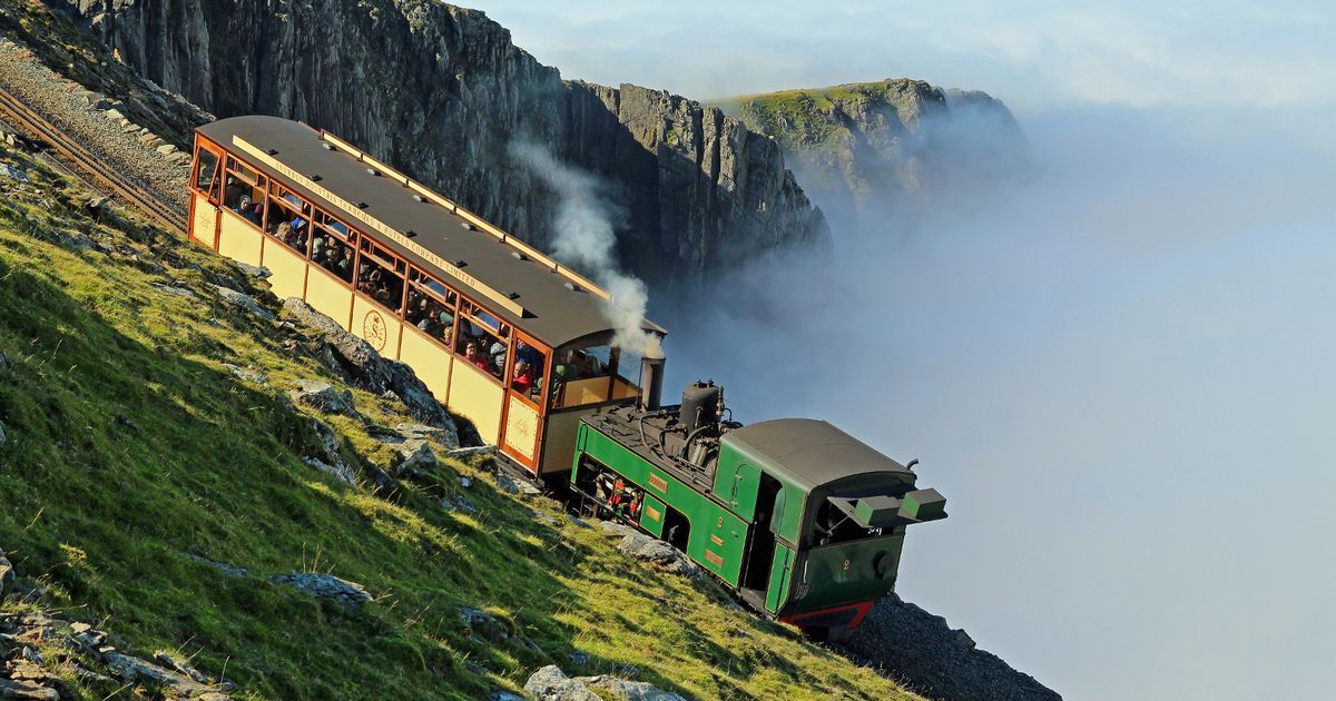 Snowdon Mountain Railway trains returning to summit…