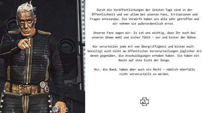 Rammstein issue second social media statement in relation to online allegations: "We condemn any kind of transgression"