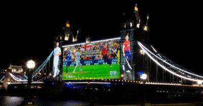 England captains Ben Stokes and Heather Knight projected onto Tower Bridge ahead of Ashes