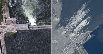 Before and after photos of Ukraine dam show devastation of explosion amid nuclear fears